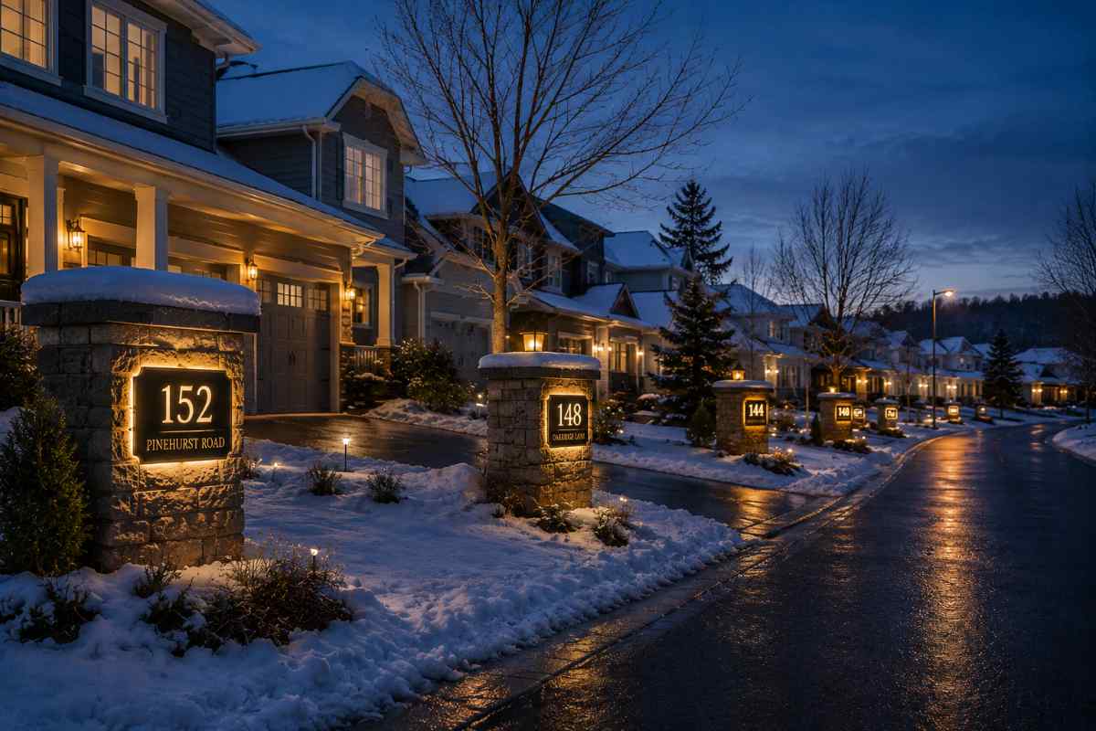 Canadian neighborhood illuminated address signs