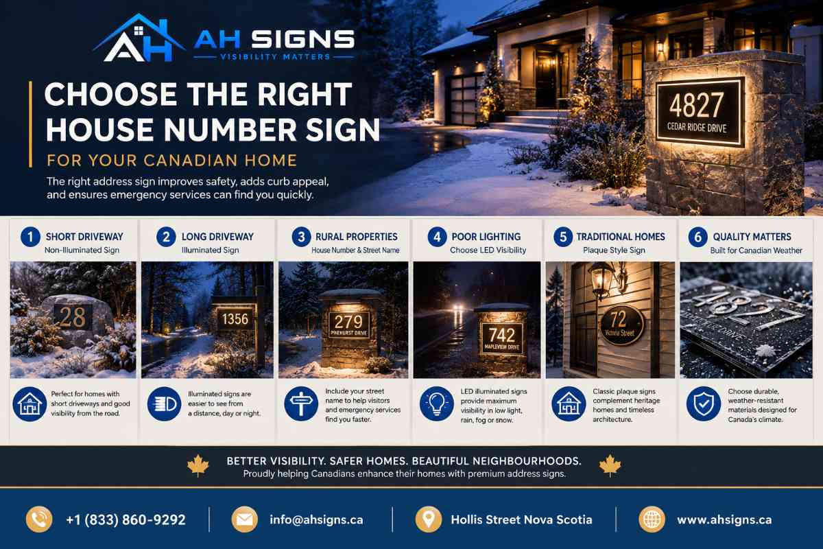 Choosing the right house number sign infographic