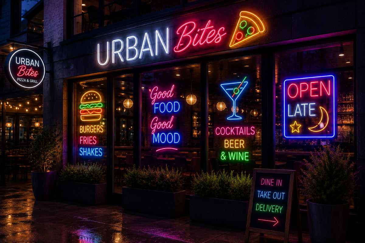 Commercial storefront neon signage