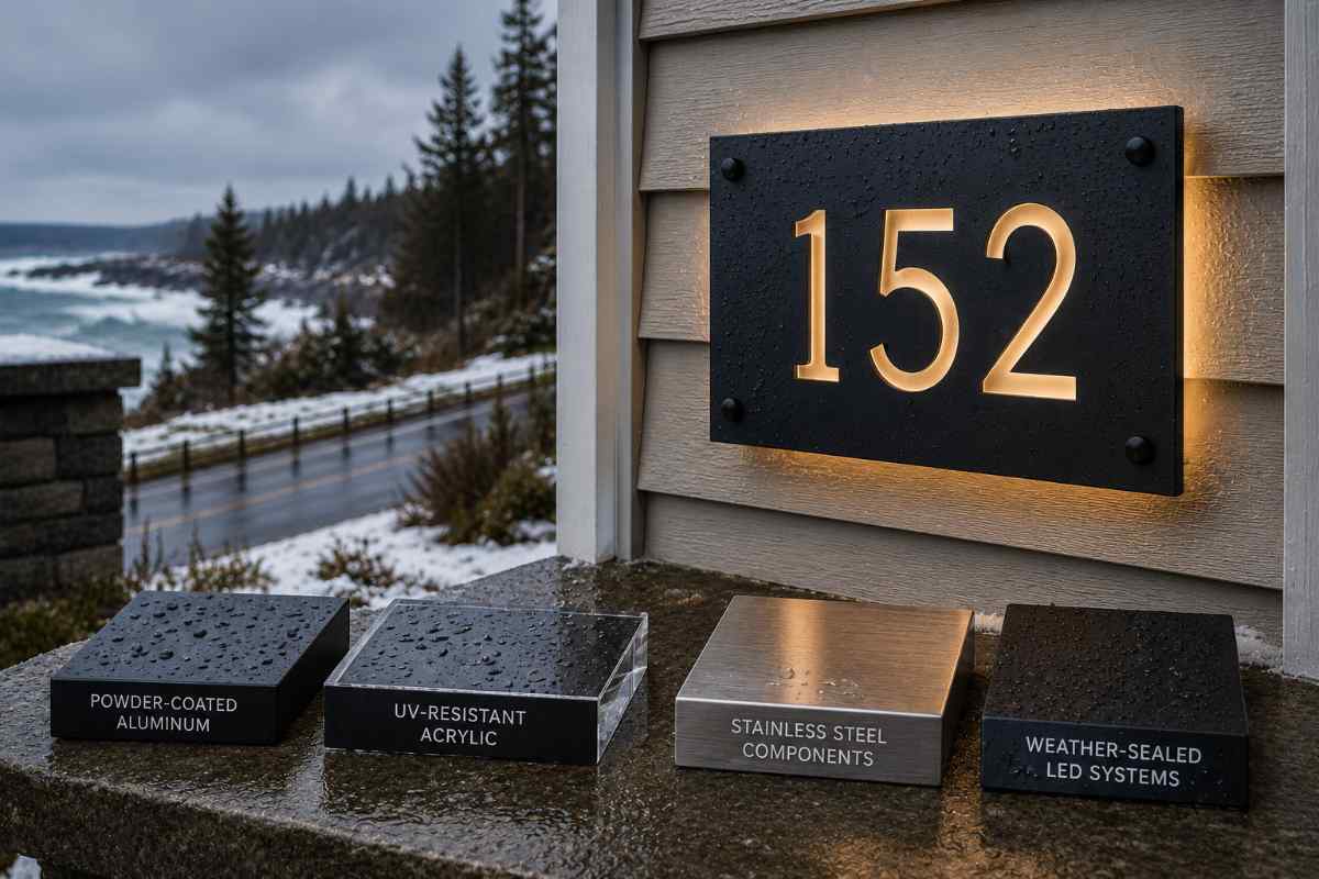 Weather resistant address sign materials